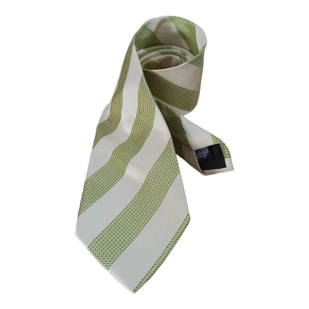 HUGO BOSS Ivory Striped Silk Tie ITALY 60